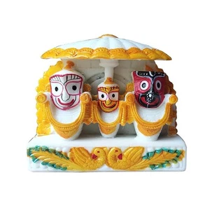 Marble Dust Lord Jagannath, Balaram, Maa Subhadra Idol for Temple ( 8 x 7 CM ) - Picture 1 of 4