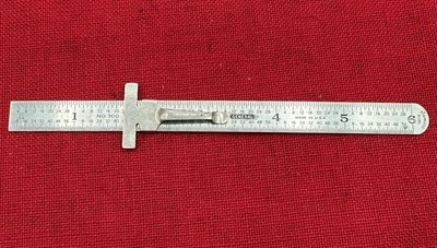 Vintage GENERAL No. 300 Machinist 6" Decimal Equivalents Stainless Ruler w/ Clip - Image 1 of 4
