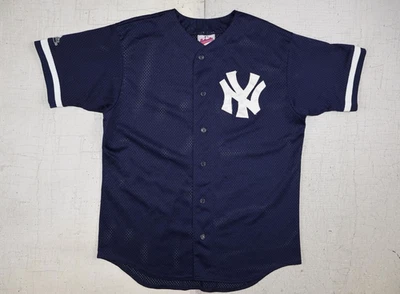 Vintage New York Yankees Jersey Sz L Mesh Button Up Majestic Diamond Collection - Image 1 of 4