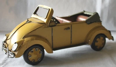 VW ® Käfer 1300 Cabriolet offen Unikat Blechauto Blechmodell 1:18 gelb OLDTIMER - Bild 1 von 4