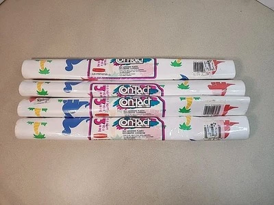 Lote de 4 Rubbermaid Vintage Papel de Contacto Autoadhesivo Dinosaurios 9F43 1991 Foto 1 de 4