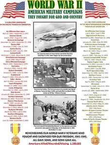 WORLD WAR II VETERAN: CAMPAIGNS & OPERATIONS BATTLE  2-SIDED SHIRT - Picture 1 of 1