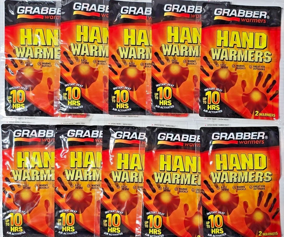 10PK - Calentadores Grabber 10 Horas Calentadores de Manos - 20 Grabber 10 Pares - Exp 2026 Foto 1 de 3