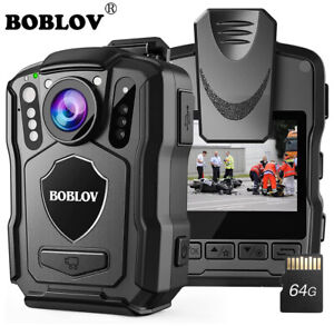 BOBLOV Body Camera Security with Audio GPS 1440P Night Vision Body Worn Cam 64G
