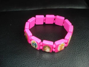 BEAUTIFUL PINK WOODEN BEADS HOLY SAINTS  STREATCHABLE BRACELET(USA SELLER)A2 - Picture 1 of 2