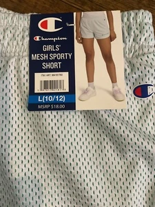 Champion Girls' Mesh Sporty Short Size 10/12 Bright White With Green - Picture 1 of 3