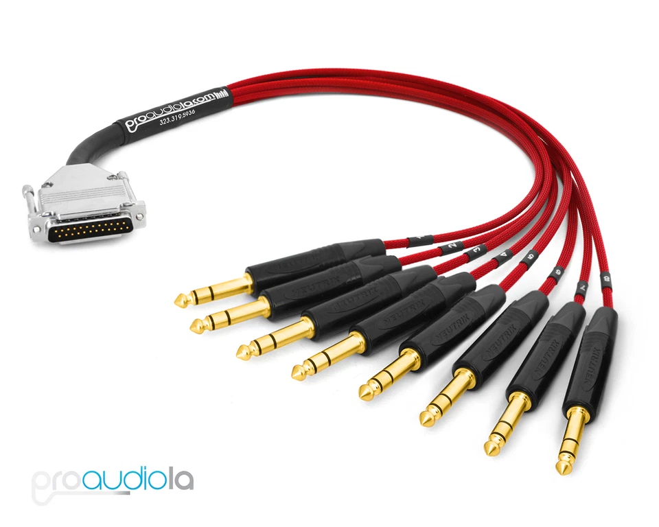 Premium Mogami 2932 DB25 DSUB a Neutrik Gold 1/4" TRS 8 canales Serpiente | Rojo 20 pies Foto 1 de 1
