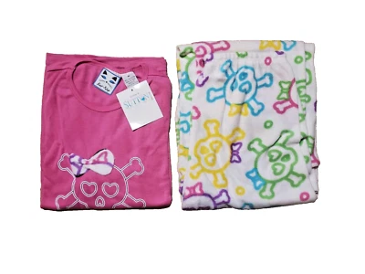 Mujer 2 Piezas Rosa Calavera Pijama Polar Salón Pantalones Gato Siesta 3XL NUEVO CON ETIQUETAS Foto 1 de 4
