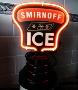 Rare Smirnoff Ice Bar Lighted Display Sign Table Top Faux Neon Unusual EXC COND - Picture 1 of 11