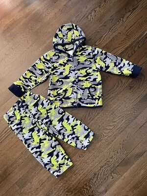 Gymboree мальчика наряд серый и зеленый флис молнии толстовка с капюшоном - Изображение 1 из 4