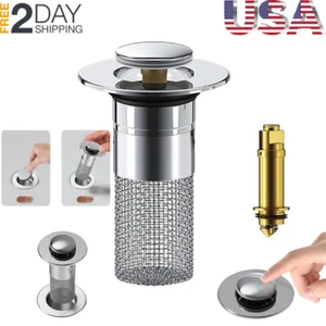 Stainless Steel Floor Drain Filter Pop Up Bathroom Sink Strainer Hair Catcher - Picture 1 of 9