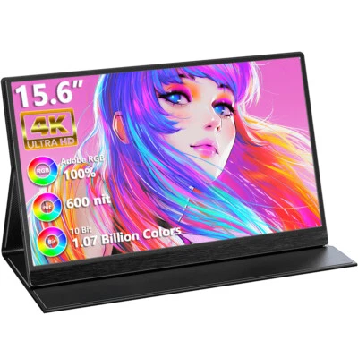15.6inch 4K UHD Portable Monitor 600 Brightness Support PC/NS/Laptop with Case - Image 1 of 4