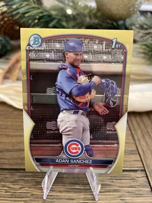 2023 Bowman Chrome Adan Sanchez 1st Bowman Prospect  Yellow Refractor /75 - Image 1 of 2