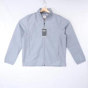 Callaway Mens Golf Jacket Windbreaker Gray Hooded Full Zip Rain UPF 50 Sz NWT - Picture 1 of 28