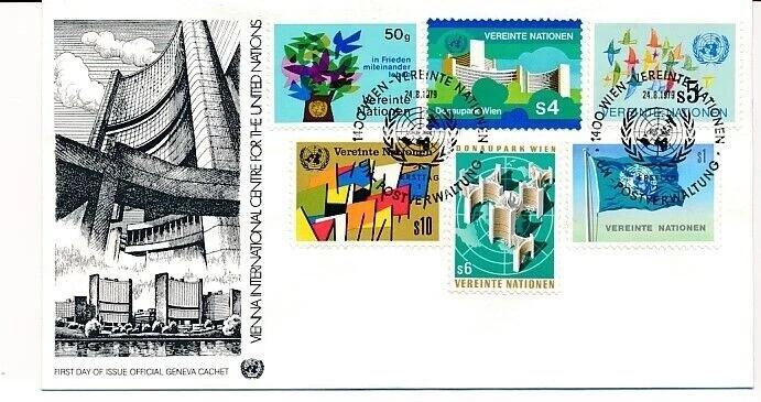 D100525 Buildings Architecture FDC United Nations Vienna Bureau 1979 - Image 1 of 1