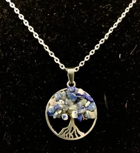 Natural Lapis Lazuli Gems Tree Of Life Pendant Necklace Chakra Reiki Healing - Picture 1 of 1