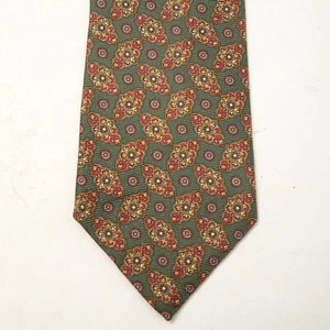 Burberrys Silk Tie Green Red Gold Paisley Made in USA - Picture 1 of 8