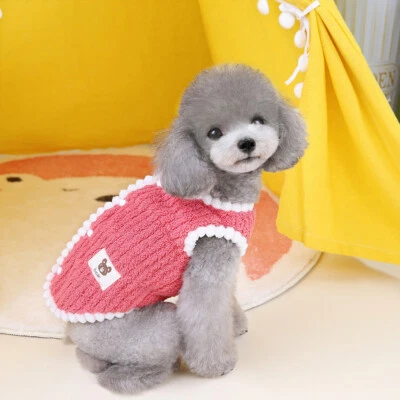 Warm Fleece Dog Sweater Pullover Puppy Vest Coat with Round Neck Winter Clothes* - Image 1 of 4