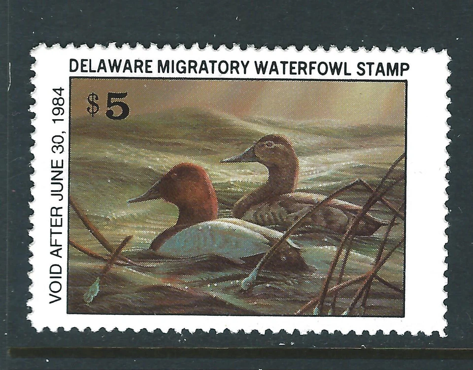 Bigjake: DE4, $5.00 Canvasbacks, 1983 Delaware State Duck Stamp - Image 1 of 1