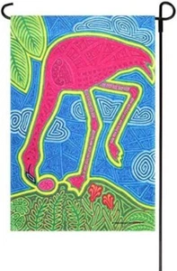 Bandera de jardín Jetmax ~ Flamenco grande serie artista de Willow Bascom ~ 12"x18" NUEVO - Imagen 1 de 2