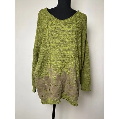 NWOT Umgee USA Women's Fisherman Whimsygoth Lagenlook Lace Sweater Green L - Image 1 of 4