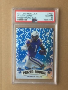 Ja’Marr Chase 2021 Leaf Metal S/R Prized Rookie 5/20 PSA 10 - Zdjęcie 1 z 8