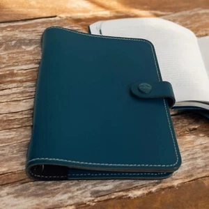 Filofax The Original Personal  Real Leather Dark Aqua Teal Organiser - Picture 1 of 12