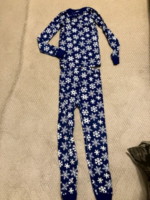 Hanna Andersson Pijama Copo de Nieve Azul y Blanco Niños Talla 8 Foto 1 de 2