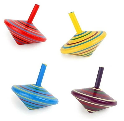 SET 4 PEZZI TROTTOLA IN LEGNO DIAMETRO CM 6 ALTEZZA CM 6 TROTTOLE  4 COLORI - Immagine 1 di 4