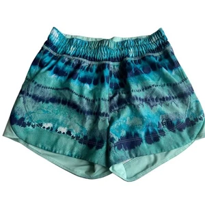 REI Girls' Teal Tie-Dye Lined Athletic Running Shorts - Size 8 - Picture 1 of 4