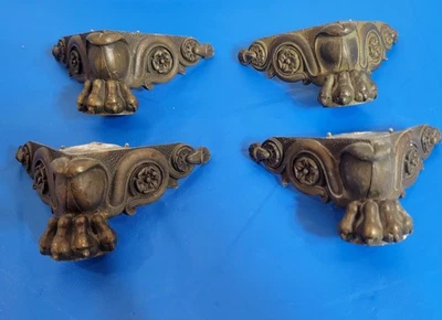 (4) Antiguo Reloj/Gabinete Latón Bronce Garra Pies Pata de León Floral Estilo Francés Foto 1 de 4