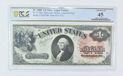 1880 $1 Legal Tender Fr#31 Large Note Choice XF 45 PCGS *9523 - Image 1 of 3