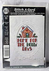 NMI Vintage 80's Stitch-A-Card Cross Stitch Kit Pattern Christmas 5x4" Card - Picture 1 of 4