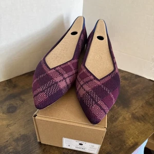 Rothy’s Women’s The Point II Flat Size 12 Purple Plaid MSRP $149 NEW Rare - Picture 1 of 9