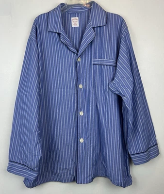 Camisa para dormir pijama Brooks Brothers para hombre grande azul guinga algodón tubería Foto 1 de 4