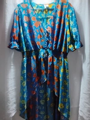 Cato Lightweight Turquoise Floral Empire Waist V neck Tunic | - Изображение 1 из 4