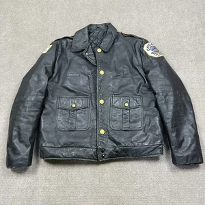 Vintage 80s Chicago Police Department Leather Jacket Mens 44L Cook County Cop - Picture 1 of 14