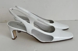 KAREN SCOTT WHITE SHOES SIZE 7 1/2 M SLINGBACK HEELS 3" LEATHER SQUARE TOE - Bild 1 von 9
