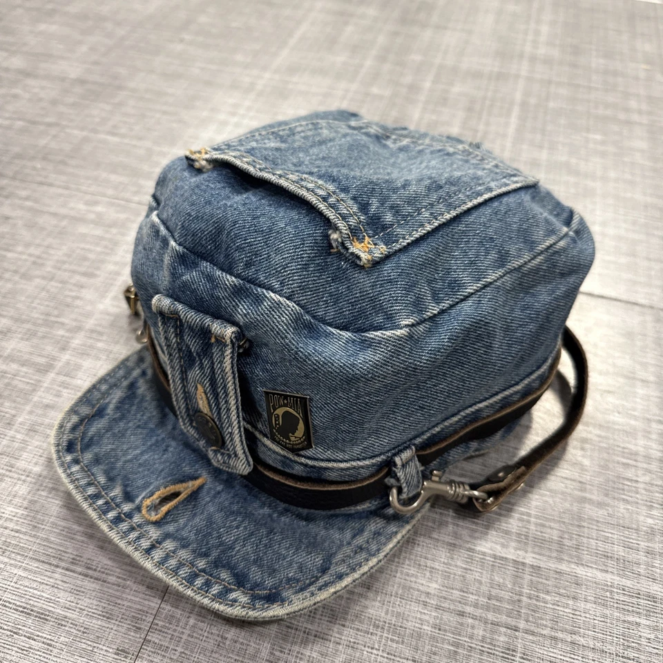 De colección. Gorra Robo Denim Motociclista Sombrero Azul Ajustable Talla L Detalle Cinturón Les Industries Foto 1 de 4