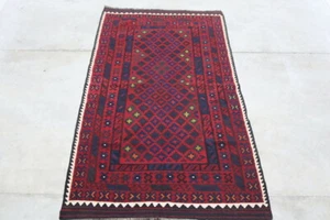 Handmade Afghan Tribal Red Rustic 100% Wool Kilim Galmori Rugs W128 x L234cm - Picture 1 of 5