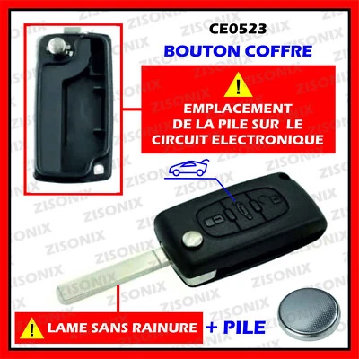 Plip Cle Coque Clef Boitier compatible Peugeot Coffre 207 307 308 407 CE0523 va2 - Image 1 of 2