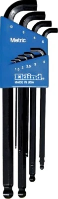 Eklind Stubby Metric Ball End Hex Wrench Key Set 9pc 1.5-10 MM 13509 Made In USA - Image 1 of 4