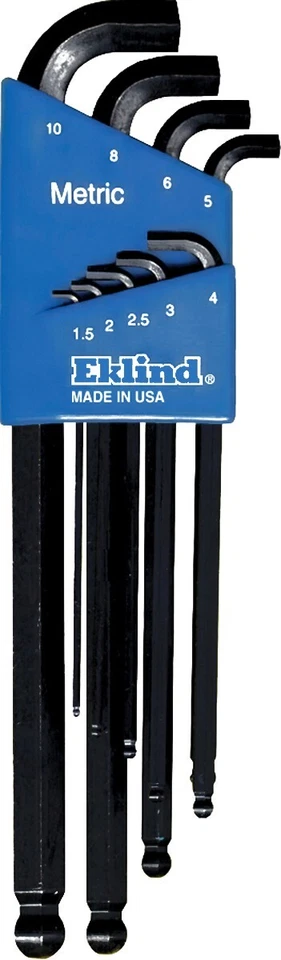 Eklind Stubby Metric Ball End Hex Wrench Key Set 9pc 1.5-10 MM 13509 Made In USA - Image 1 of 4