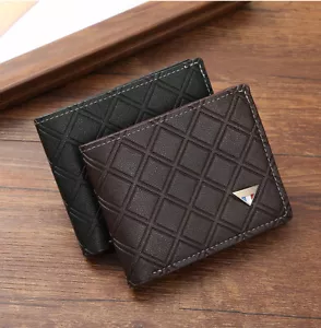 Herren Luxus Pu Leder Weich Geldbörse Kreditkartenetui Geldbörse Schwarz Braun Geschenk - Bild 1 von 10