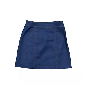 NEW Loft Women's Size 27 A-Line Skirt Denim Blue Cotton Button Solid - Picture 1 of 8