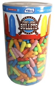 VIDAL FIZZ GUM BULLETS BUBBLE GUM RAINBOW BULK LOLLIES NOVELTY CANDY 600 PIECES - Picture 1 of 4