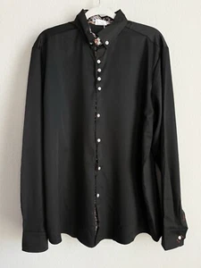 T/S Tribal Studios Men’s XL Black Satin Long Sleeve Button Down Dress Shirt NWT - Picture 1 of 9