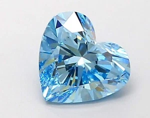Natural Vivid Blue 'D' Color 3 Ct VVS1 Unheated Loose Diamond Heart Cut - Picture 1 of 2