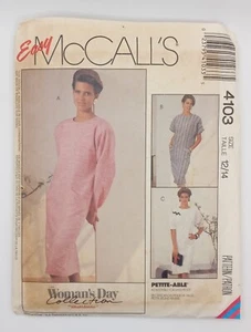 McCalls 1989 Easy Sew Pattern #4103 Dress Size 12-14 Bust 34-36 Hip 36-38 Uncut - Picture 1 of 2