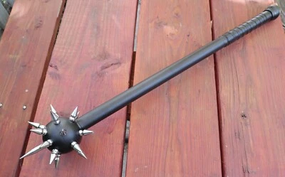 "Maza bola medieval con púas plateada estrella de la mañana cromo negro 36"" club de la Edad Media" Foto 1 de 4